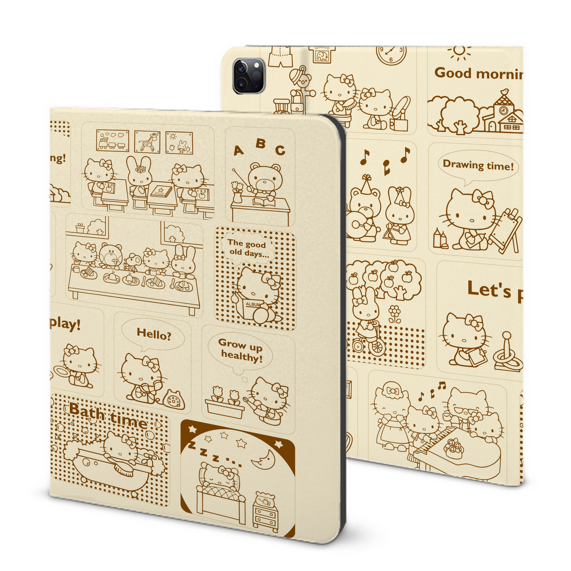 （画像用） Hello Kitty ハローキティ IPad ケース ブック型 PUレザー TPU 耐衝撃 軽量 薄型 ペン収納なし 全面保護 IPad 各モデル対応